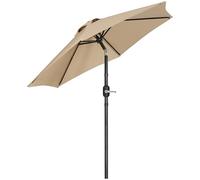 Yaheetech Sombrilla para Jardín Ø230x240 cm Reclinable con Manivela y Poste Desmontable Protección UV para Jardín y Exterior sin Soporte Caqui
