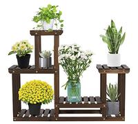 Yaheetech Soporte para Plantas Interior Estanteria Plantas de Madera Soporte para Macetas de 4 Niveles para Terraza Balcón 95x73x25 cm