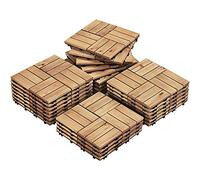 Yaheetech Suelo de Madera 27 piezas para 2,6 m² Baldosas de Abeto 30 x 30 cm Piso Antideslizantes Terraza Piscina Jardín Patio Balcón Baño Madera 12 listones
