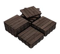 Yaheetech Suelo de Madera 27 piezas para 2,6 m² Baldosas de Abeto 30 x 30 cm Piso Antideslizantes Terraza Piscina Jardín Patio Balcón Baño Negro