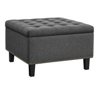 Yaheetech Taburete con almacenamiento, baúl plegable, caja, reposapiés, 90 L, 70,5 x 70,5 x 45 cm, gris claro