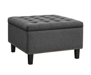 Yaheetech Taburete con almacenamiento, baúl plegable, caja, reposapiés, 90 L, 70,5 x 70,5 x 45 cm, gris claro