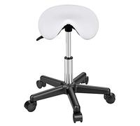 Yaheetech Taburete con Ruedas Taburete Alto Silla PU Giratoria para Manicura, Pedicura, Tatuajes Altura Ajustable 45,5-60 cm Blanco