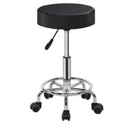 Yaheetech Taburete con Ruedas Taburete Giratorio 360° Silla de Salón para Salón de Belleza y Masaje Altura Regulable de 50,5 a 65 cm, Negro