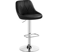 Yaheetech Taburete de Bar de Altura Ajustable 86-107,5 cm Sillas de Bar Asiento Giratorio Reposapiés Cuadrado Estructura de Metal Negro