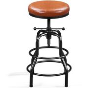 Yaheetech Taburete de Bar Industrial Giratorio Rústico Taburete de Metal Redondo Taburete de Altura de Mostrador para Cocina Restaurante Bar Marrón Claro