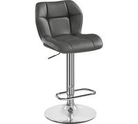 Yaheetech Taburetes Altos de Cocina Silla Altura Ajustable con Respaldo y Reposapiés Taburete Cocina Piel Sintética Giratorio en 360° Gris