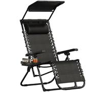 Yaheetech Tumbonas Jardin Exterior, Tumbonas Plegables con Reposacabezas y Parasol, Soportado 115 kg, para Piscina, Jardín, Tumbona Piscina Resistente a Intemperie, Negro