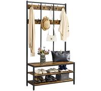 Yaheetech Zapatero Entrada Recibidor Recibidor Perchero de Industrial con 12 Ganchos Dobles Perchero de Pie para Sala de Estar 100×40×185cm Marrón Rústico