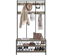 Yaheetech Zapatero Entrada Recibidor Recibidor Perchero de Industrial con 12 Ganchos Dobles Perchero de Pie para Sala de Estar 100×40×185cm Gris