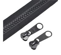 YaHoGa 10 Large Plastic Zipper by The Yard Bulk Black 5 Yards with 10pcs Long Sliders for DIY Sewing Tailor Crafts Canvas Bags