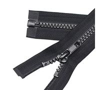 YaHoGa 2 piezas 112 cm separable cremalleras de plástico negro con cremallera para chaquetas (112 cm)