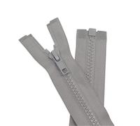 YaHoGa 2 unidades de 45 cm cremalleras largas de plástico 5 mm divisibles para chaquetas gris