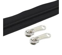 YaHoGa 5 Black Nylon Coil Zippers by The Yard Bulk 10 Yards with 25pcs Sliders for DIY Sewing Tailor Crafts Bags 5 black