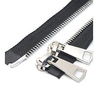 YaHoGa #5 - Cremallera separadora bidireccional de 24 pulgadas, cremalleras de metal plateado para chaquetas, abrigos, manualidades de costura (61 cm, color plateado