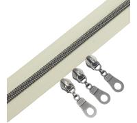 YaHoGa Cremallera por metros, 9 m Cremallera Continua + 25 Deslizadores, 30 mm de ancho, Nailon Cremalleras para Costura Manualidades Bolsas (Antiksilber Beige)