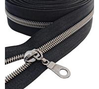 YaHoGa Cremallera por metros, 9 m Cremallera Continua + 25 Deslizadores, 30 mm de ancho, Nailon Cremalleras para Costura Manualidades Bolsas (Antiksilber)
