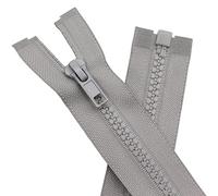 YaHoGa Lote de 2 cremalleras de plástico de 5 mm, separables, para chaquetas, 15 cm, color gris