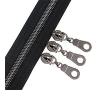 YaHoGa The Yard Bulk - Cremalleras para bobinas de nailon metálico y níquel negro de The Yard Bulk Black Tape 10 yardas con 25 piezas deslizantes para manualidades, costura, bolsa de manualidades (negro níquel negro)