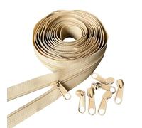 YaHoGa The Yard Bulk - Rollo de cinta de nailon beige con cremallera de 10 yardas con 25 tiradores para costura, sastrería, manualidades, bolsos, tiendas de campaña, almohadas (NSS)