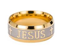 YAHOYA 8mm Acero Inoxidable religioso Jesús Cruz Anillo Ruso Dios Nos sálvanos Anillos de Banda para Hombres Mujeres joyería Cristiana Anillos