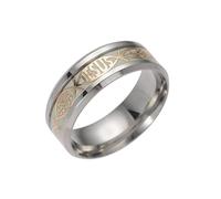 YAHOYA 8mm Amuleto Joyería Acero Inoxidable Luminoso Jesús Cruz Anillo Carta Biblia Oración Anillos de Dedo para Hombres Mujer