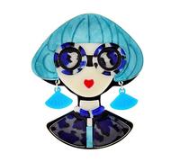 YAHOYA Acrílico Big Elegant Hat Lady Brooches para Mujeres 2 Colores Modern Girl Figure Party Broche de Oficina Pin Regalos Accesorios Vintage