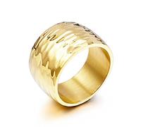 YAHOYA Anillo de Onda de Titanio de Color Dorado para Mujeres Anillo de Acero Inoxidable Brillante de 10 mm de Ancho Altamente Pulido