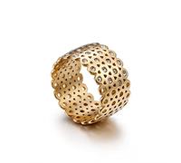 YAHOYA Anillo Hueco con Zirconia Stone Gold Silver Color Stainless Steel Wedding Ring para Mujeres 12mm de Ancho Luxury Party Ring
