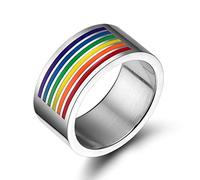 YAHOYA Anillos de Boda Colorido Rayado Mismo Sexo Amor Verdadero joyería de Acero Inoxidable Accesorios de Moda Regalo de Fiesta