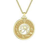 YAHOYA Antiguo Egipto Ojo de Horus Medalla Colgante Faraón Runa Tótem Collar de Acero Inoxidable Hombres y Mujeres Amuleto Retro Joyería