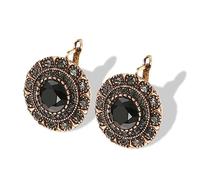 YAHOYA Boho Gris Cristal Tachuela Pendientes para Mujer Oro Antiguo Moda Negro Piedra Vintage Pendientes de Boda de Novia