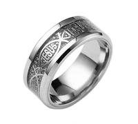 YAHOYA Carta de Jesús 316L Anillo de Acero Inoxidable para Hombres Cristianos religiosos Mujeres Joyería de Regalo Serenidad Biblia Masculina Anillos de Cruz