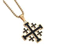 YAHOYA Collar Cruz DE JERUSALÉN para Hombre Cruzados DE LA Biblia Colgante DE Acero Inoxidable Joyas DE Israel Cruzados de la Biblia