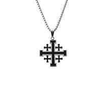 YAHOYA Collar Cruz DE JERUSALÉN para Hombre Cruzados DE LA Biblia Colgante DE Acero Inoxidable Joyas DE Israel Cruzados de la Biblia
