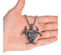 YAHOYA Collar de Amuleto nórdico para Hombres, Triple Cuerno Vikingo de Odin Colgante Collar de Amuleto joyería Irlandesa