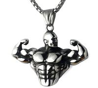 YAHOYA Culturismo Brazo músculo Hombre Estatua Colgante Hombres Deportes Fitness Collar Moda Punk Hip Hop Fiesta joyería para Hombres Accesorios