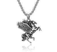 YAHOYA Estilo Retro mitología Griega Acero Titanio Pegaso Collar Unicornio Doble alas Pegasus Hipster Hombre y Mujer Colgante