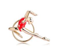 YAHOYA Gimnasia Bailarina Chica Broche Esmalte de Color Dorado Broches de Figura para Mujeres Niños Cachecol Hijab Pin Collar Clip Badge