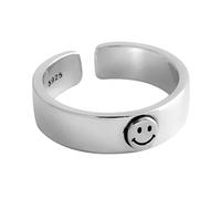 YAHOYA Happy Smiley Anillo estético Punk Hip-Hop Mujer Anillo Ajustable Elegante joyería de Cobre Mejor Regalo