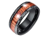 YAHOYA Madera Grain Dragon Patrón Anillos de Acero Inoxidable para Mujeres Hombres 8mm Moda Pareja Anillo Joyería Accesorios