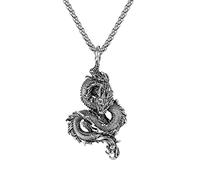 YAHOYA Moda Hombres Acero Inoxidable Collar del dragón Chino Retro Hip Hop Zodiac Dragon Colgante Colgante de Acero de Titanio Collar Joyería