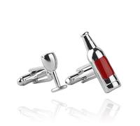 YAHOYA Moda Mejores Amigos Gemelo Puño Vino Tinto Forma de Copa y Botella Puño Enlaces Hot Business Hombres y Mujeres Camisa Francesa Gemelos Botones
