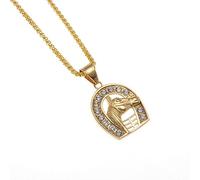 YAHOYA Nuevo Hip Hop Zircón Oro Color Cabeza de Caballo Colgante Herradura Collar Charm Moda Hombres Rock Party Joyería