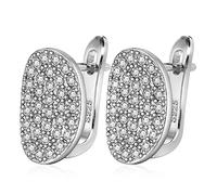 YAHOYA Oval CZ Zircon Pendientes Chapados en Oro Blanco Cúbico Zirconia Nuevos Pendientes Coreanos Simples para Mujeres Mejor Regalo