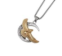 YAHOYA Plata Chapado Vintage Diseño Creativo Flying Eagle Luna Colgante Animal Flying Eagle Collar Charm de los Hombres Joyería de Fiesta Casual