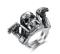 YAHOYA Punk Rock Anillo de Hombre Barba Calavera Caballero Personalidad exagerada Fiesta Anillo Accesorios