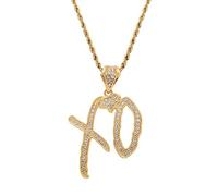 YAHOYA Tendencia Metal con Incrustaciones Zircón Alfabeto XO Colgante Personalidad Hombres Damas Calle Glamour Moda Hip Hop Collar Joyería Regalos