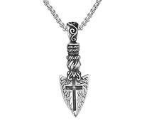 YAHOYA Vintage Viking Spear Spear of Destiny Collar Punk Arrow Cross Pendant Amuleto de Hombre Joyería Regalo