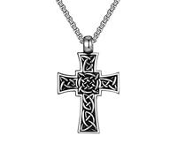 YAHOYA Vintage Viking Style Cross Celtic Knot Silver Color Colgante Collar Hombres Street Punk Trend Accesorios Regalos